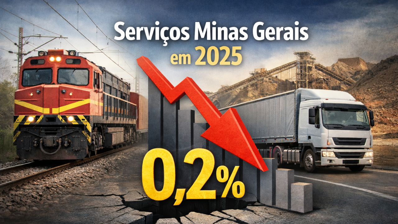 Serviços Minas Gerais crescem só 0,2% em 2025. Transporte de cargas e economia mineira explicam fraqueza, segundo IBGE PMS.