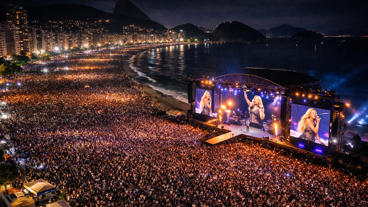 Megashow Rio com Shakira em Copacabana é anunciado. Show gratuito do Todo Mundo no Rio acontece dia 2 de maio.