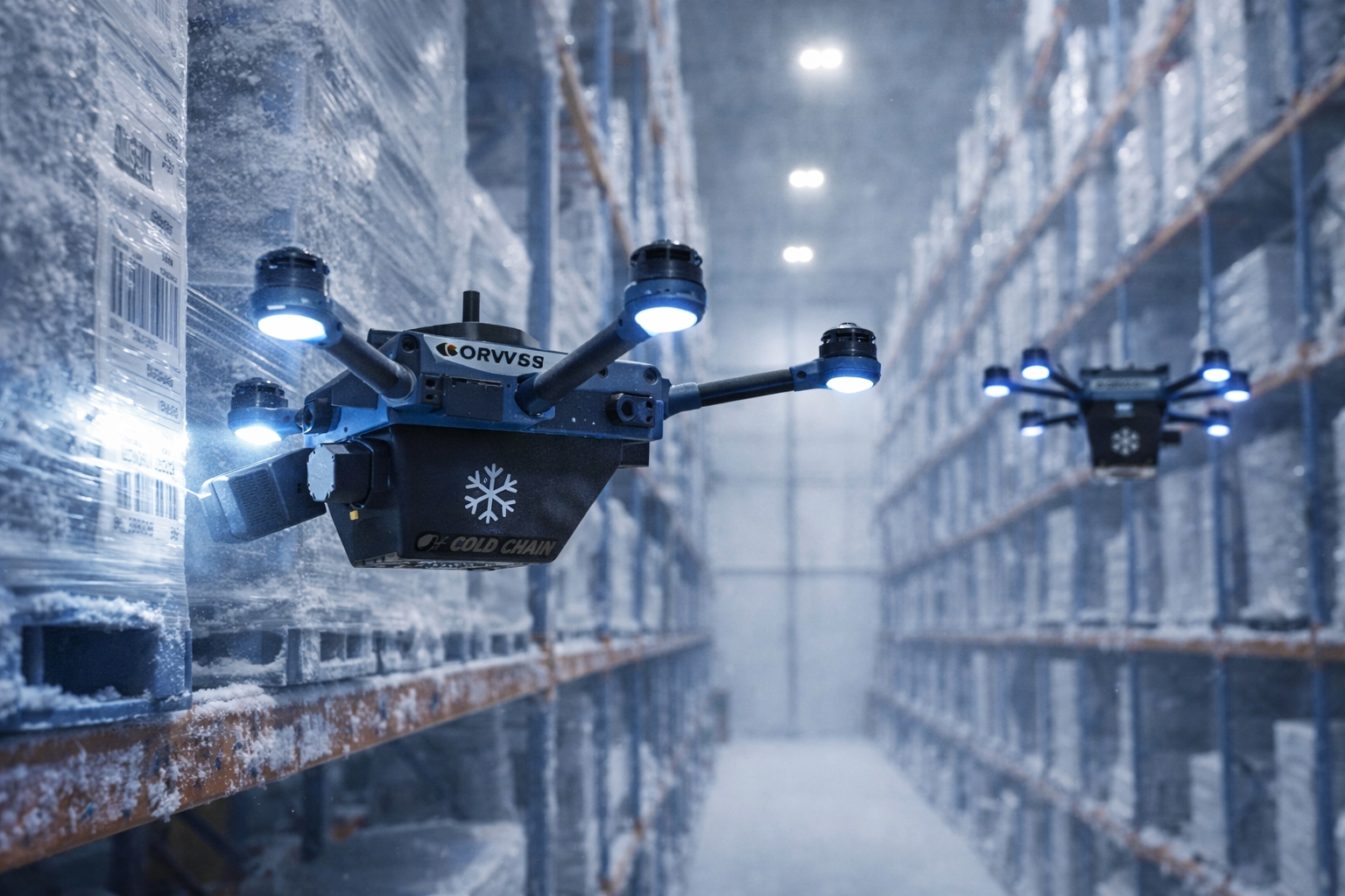 congelados - estoque - indústria - pallets - logística - drones - funcionários