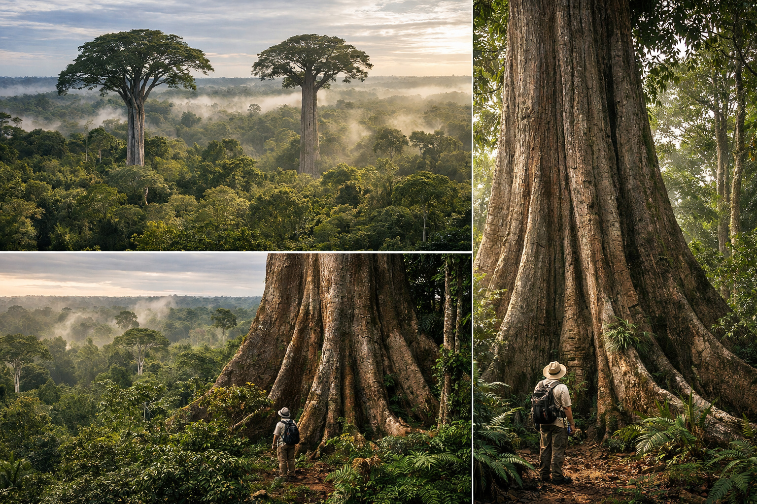 Árvores gigantes da Amazônia peruana que armazenam grande quantidade de carbono na floresta.
