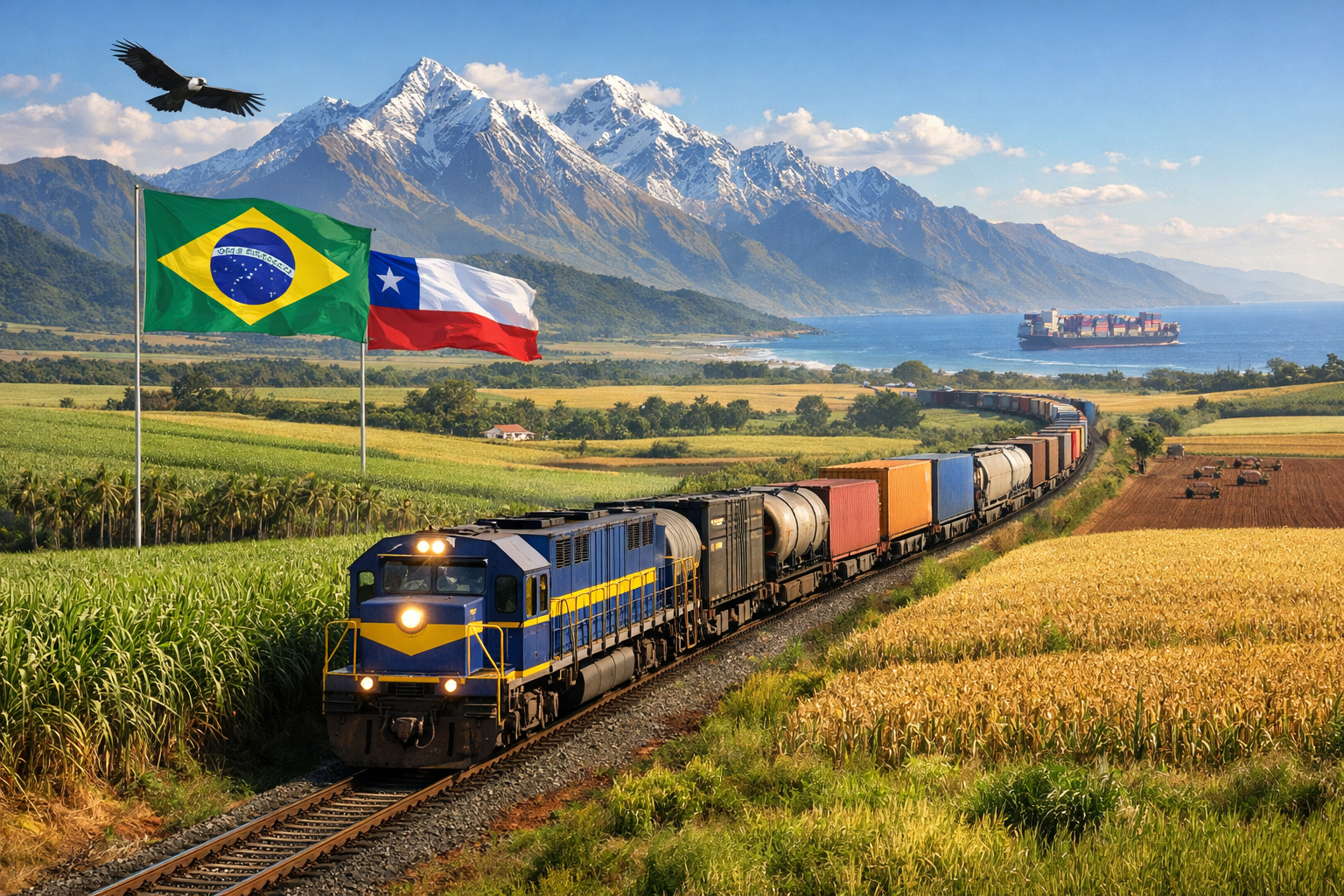 Mapa da ferrovia que ligará a Bahia ao Peru