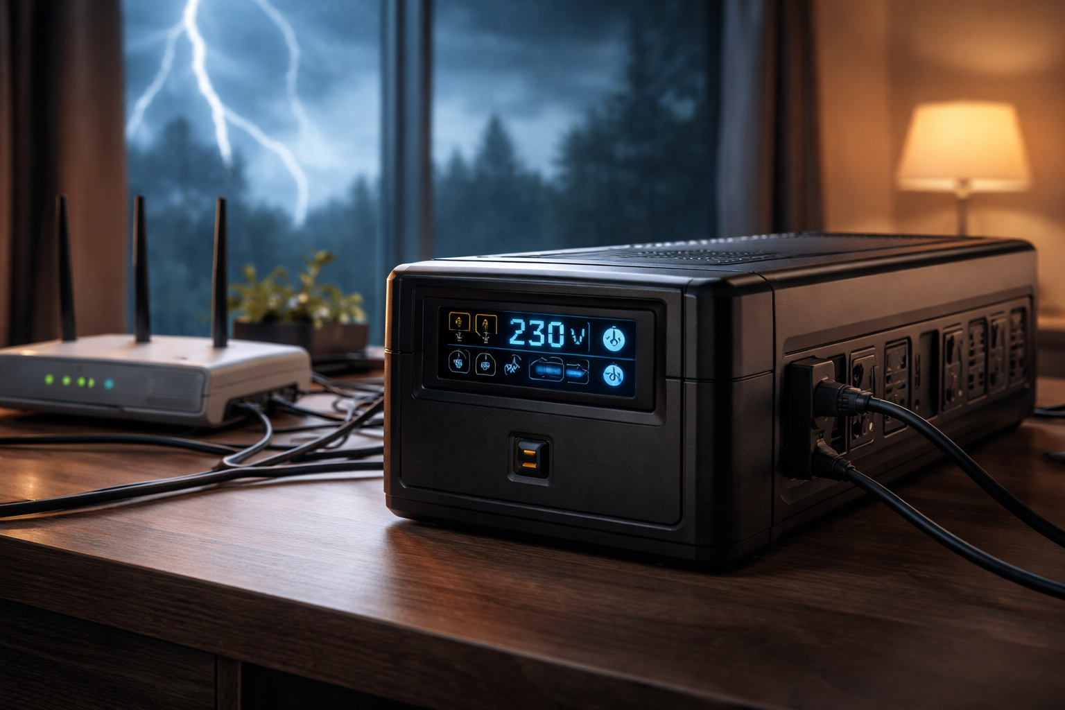 Nobreak protegendo roteador durante apagão