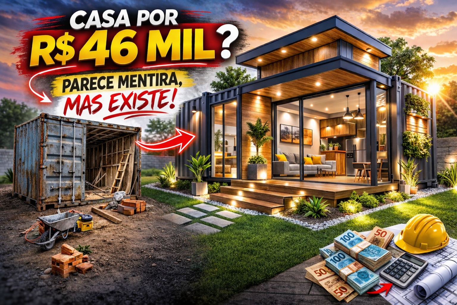 Casa completa por R$ 46 mil parece mentira, mas existe: container vira residência em semanas, mas tem pegadinhas que construtoras não contam