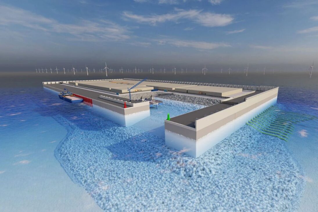 ilha artificial bilionária no Mar do Norte usa energia eólica offshore para redistribuir eletricidade entre países europeus.