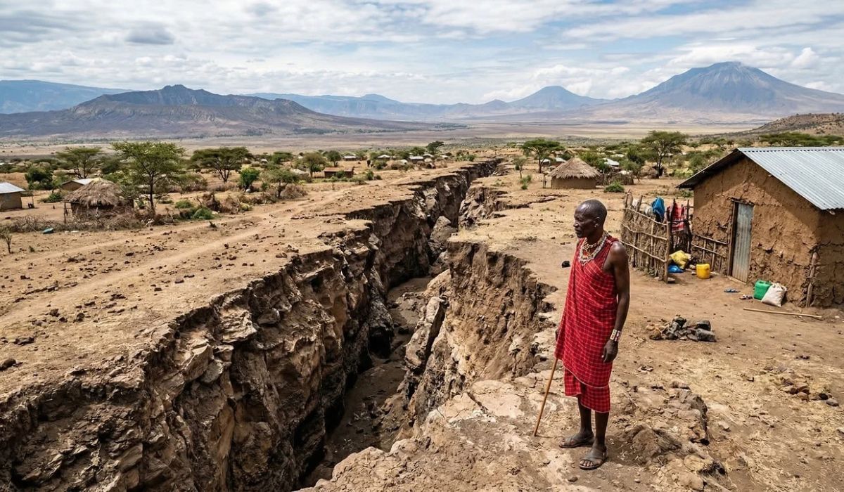 África está se dividindo? Entenda o Rift da África Oriental, o avanço das placas tectônicas e como um novo oceano pode surgir. (Imagem: Reprodução)