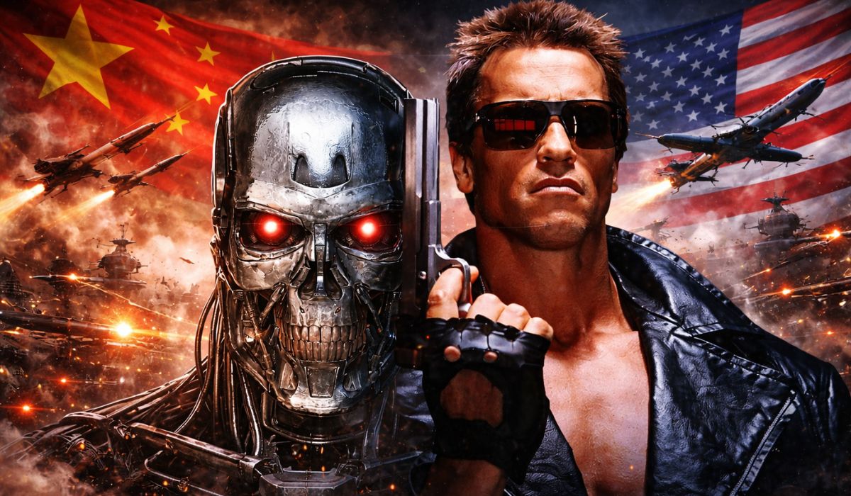 China alerta EUA sobre riscos da IA militar após disputa entre Pentágono e Anthropic reacender debate sobre controle humano na guerra. (Imagem: Ilustração/I.A)