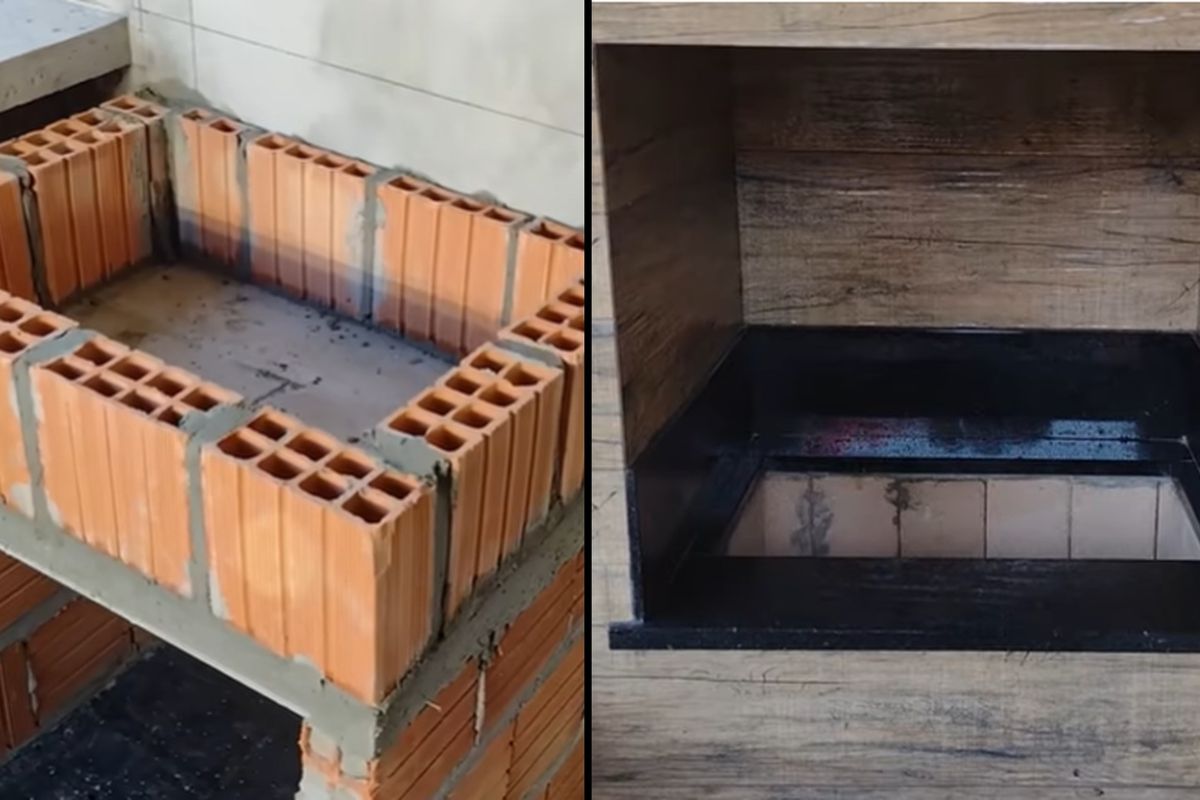 Pedreiro mostra passo a passo de como construir churrasqueira de alvenaria do zero com tijolo baiano, laje reforçada e braseiro com massa refratária para suportar altas temperaturas