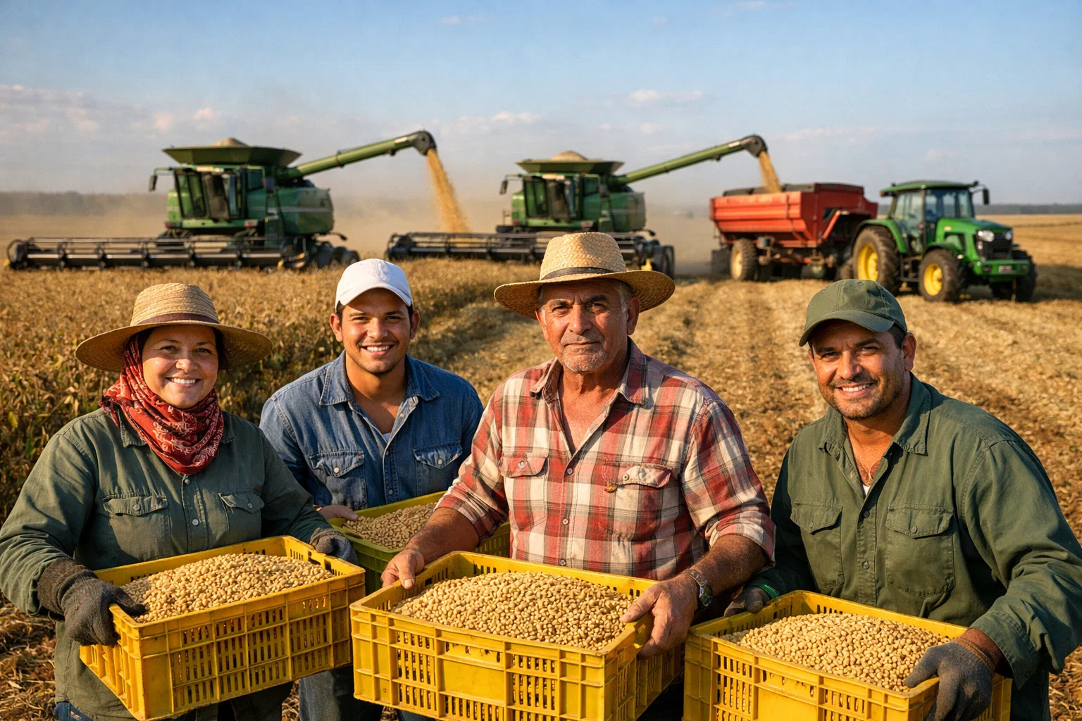 Trabalhadores rurais e máquinas agrícolas simbolizando recorde de empregos no agronegócio em 2025