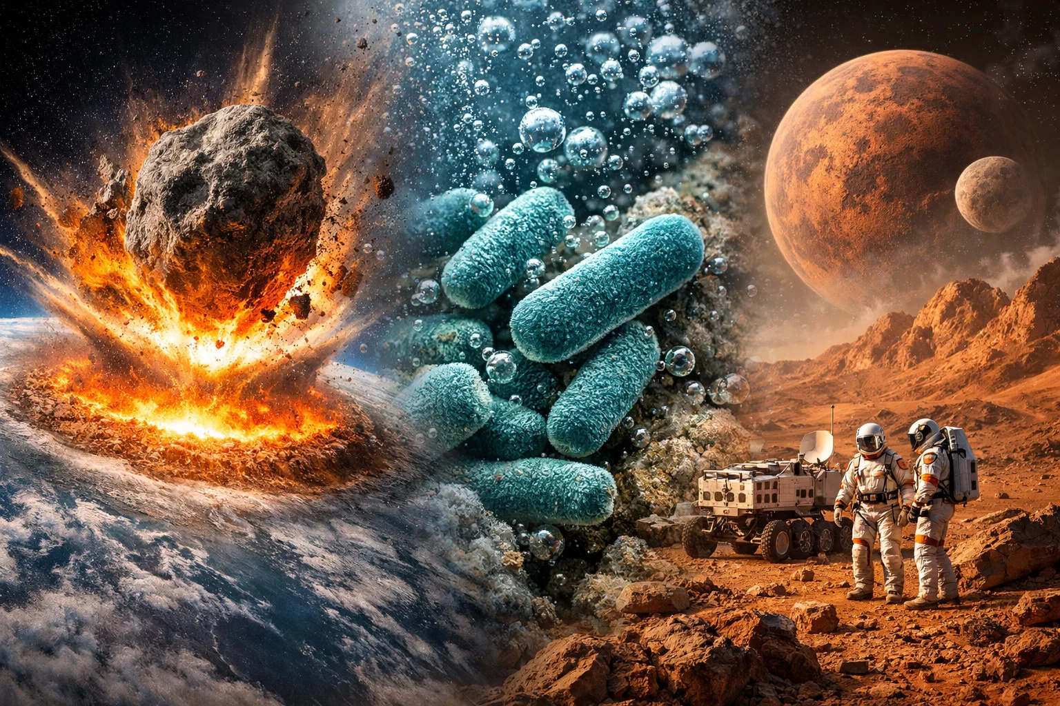 Cientistas simulam impacto brutal de asteroide, micróbios sobrevivem a pressão mais de 10 vezes maior que a do fundo do oceano e descoberta pode redefinir a exploração de Marte e os protocolos da indústria espacial