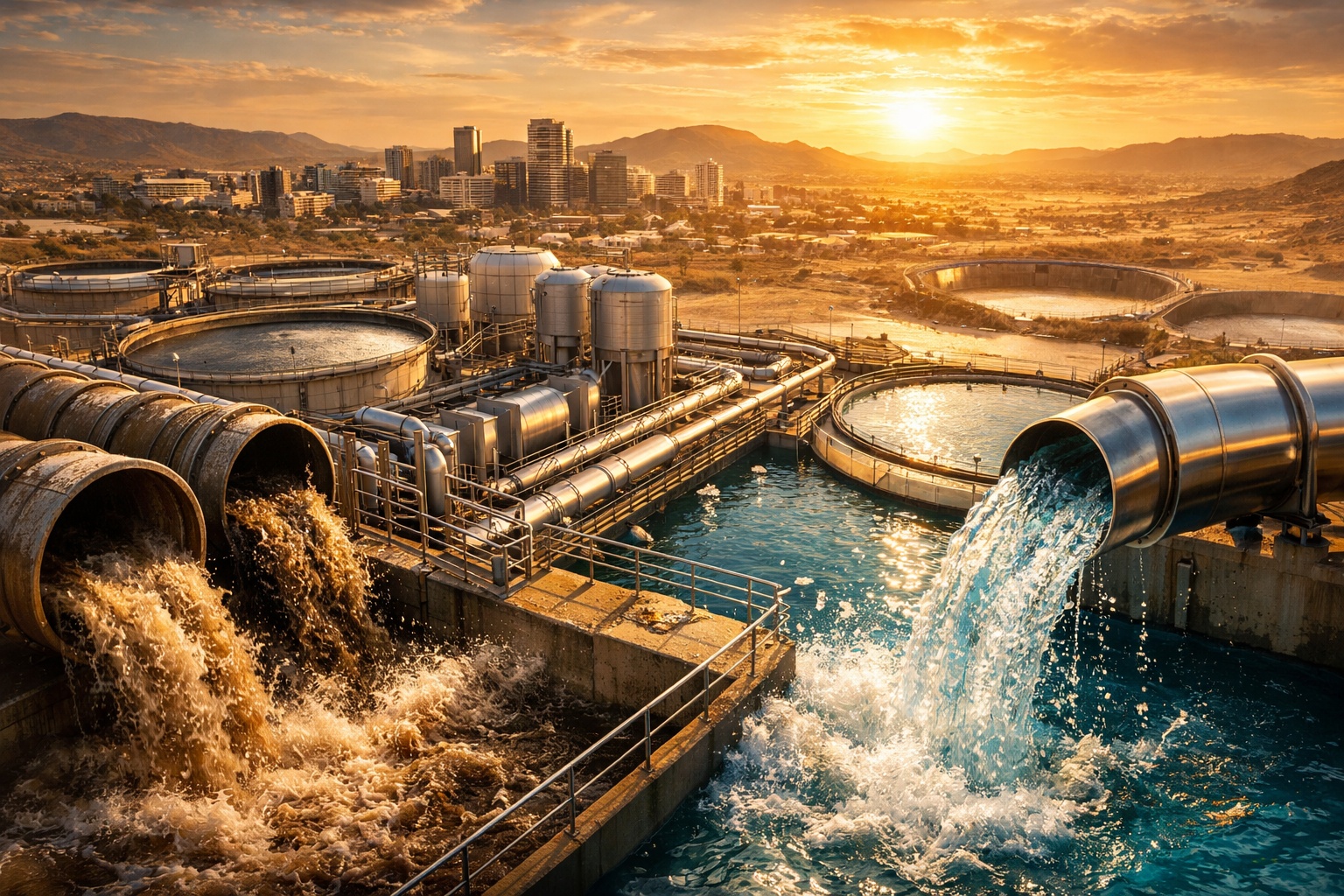 Com o risco de as torneiras secarem em seis meses e sem alternativas, Windhoek tornou-se, em 1968, a primeira capital do mundo a converter esgoto diretamente em água potável sem passar por rios ou reservatórios e, 57 anos depois, a planta ainda abastece 35% da cidade, enquanto delegações dos EUA, da Austrália e dos Emirados vão estudar o modelo